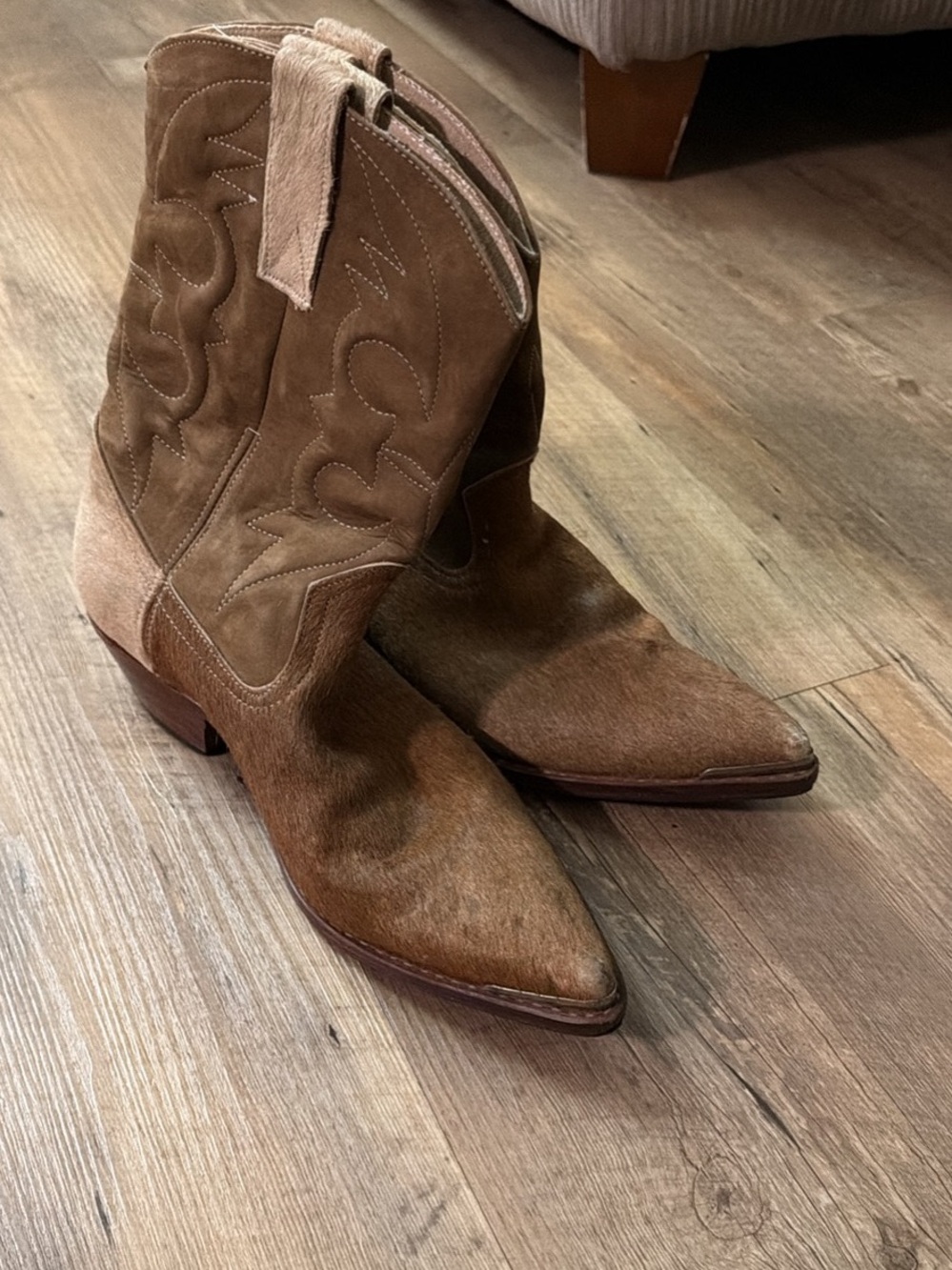 Men's Brown Cowhide Pull-On Western Boots